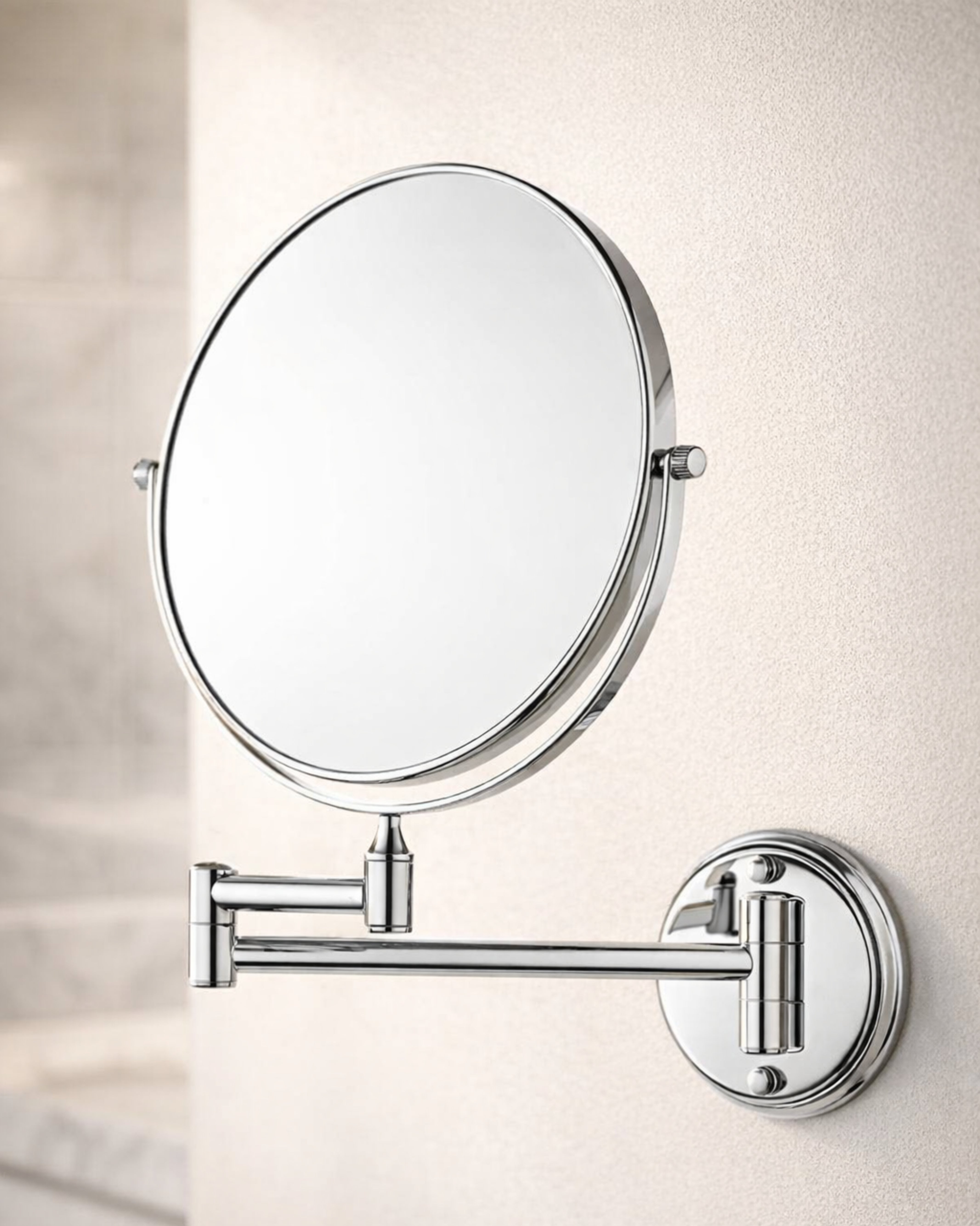 Brushed Silver Magnifying Shaving Mirror