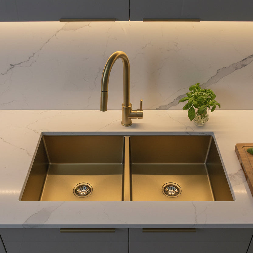 Royal Gold Finish Double Bowl Sinks