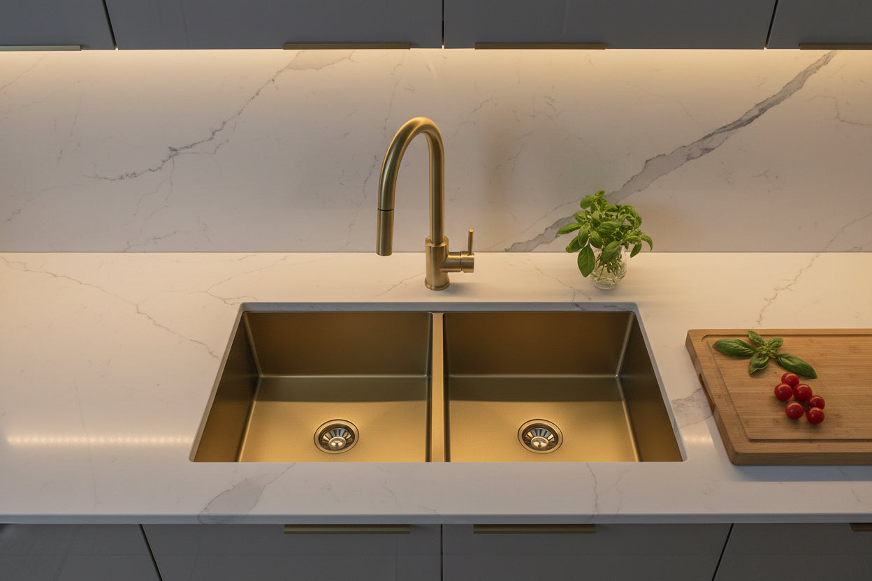 Royal Gold Finish Double Bowl Sink