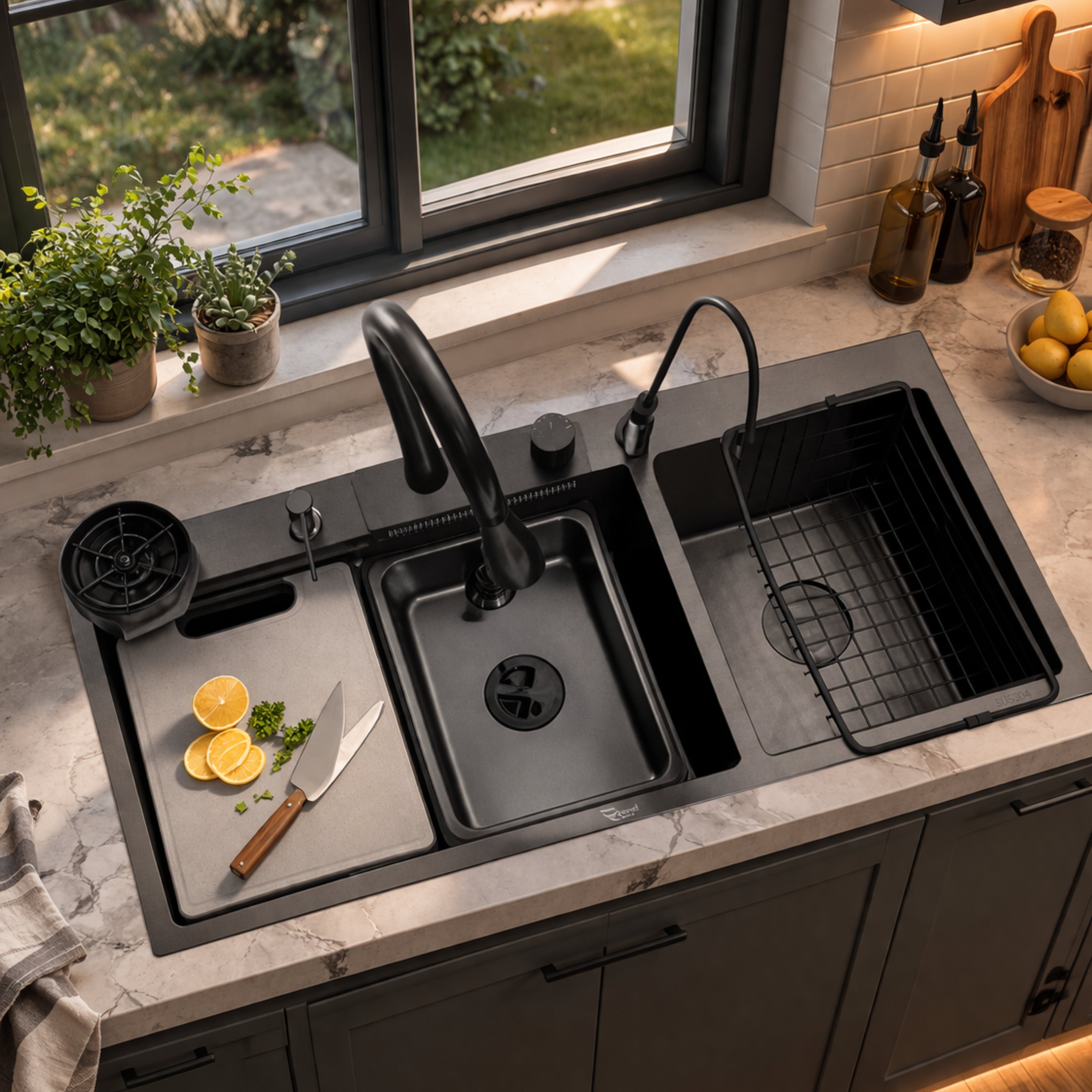 Double Bowl Waterfall Sink 37" * 18" * 9"