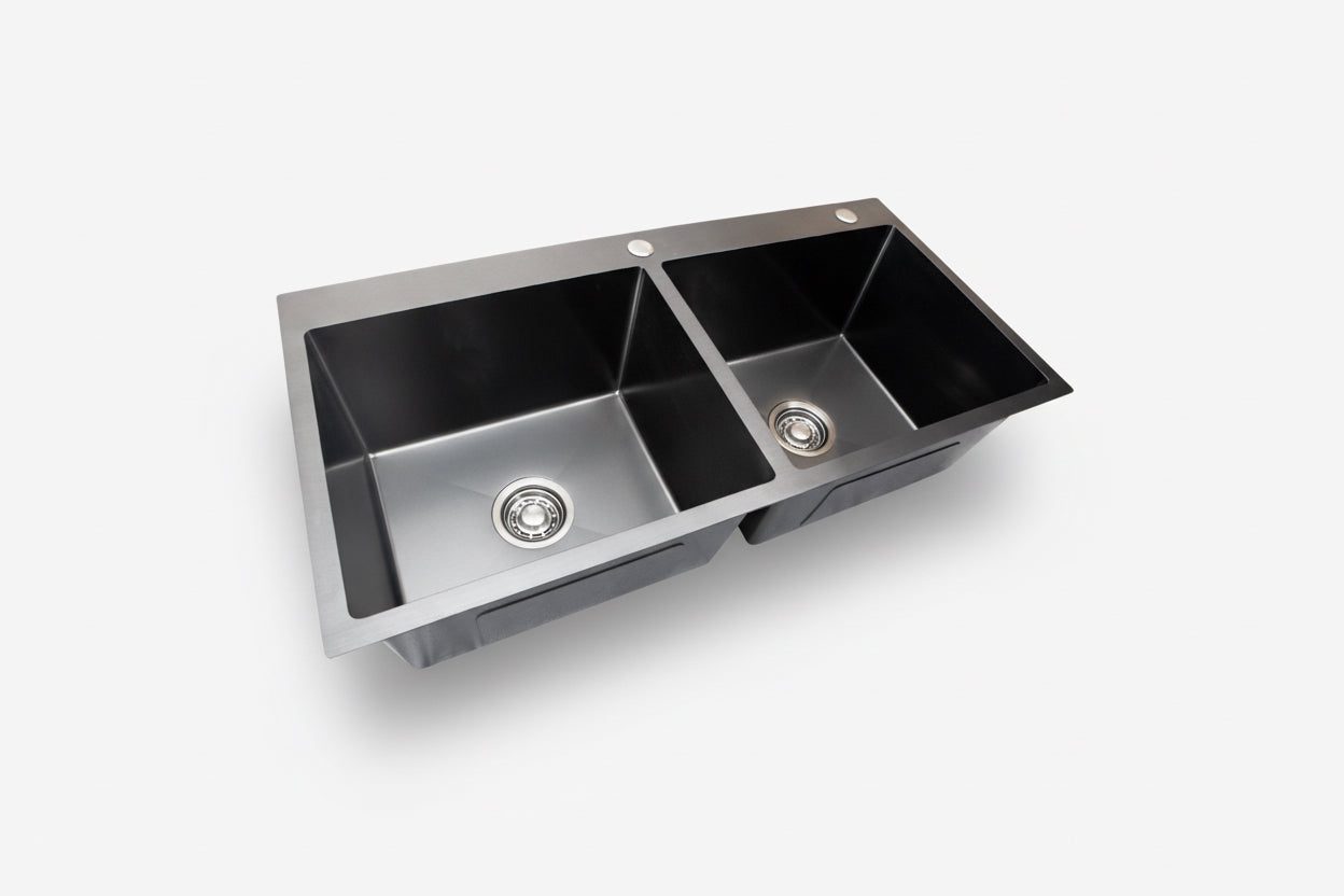 Premium Black Double Bowl With Tap Hole Sinks
