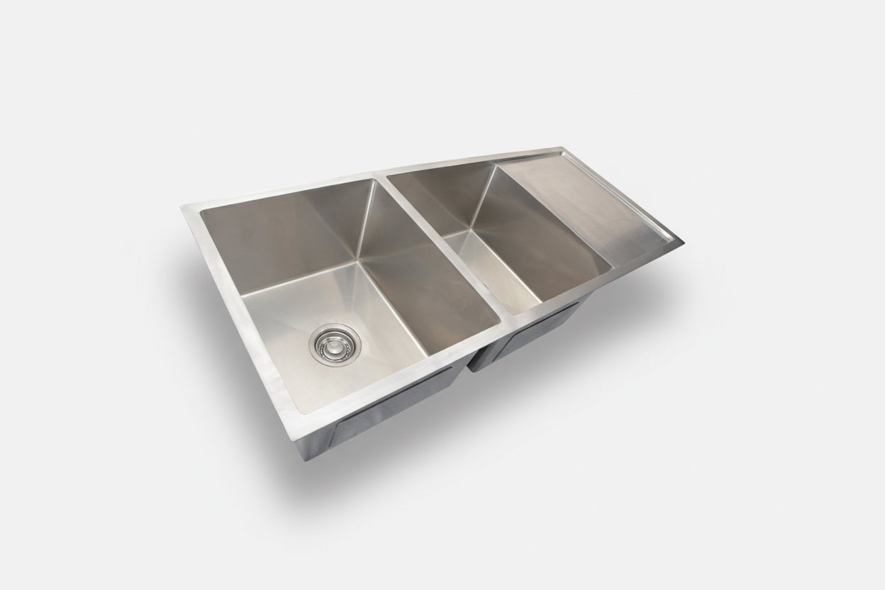 Double Bowl With Drain Board 45"x20"x10"