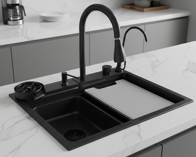 Single Bowl Waterfall Sink