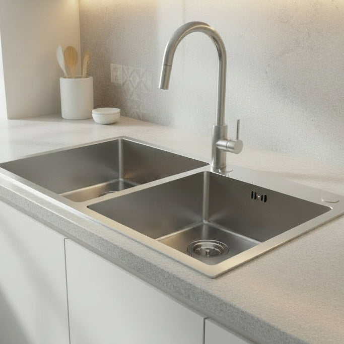 Double Bowl With Tap Hole Sinks