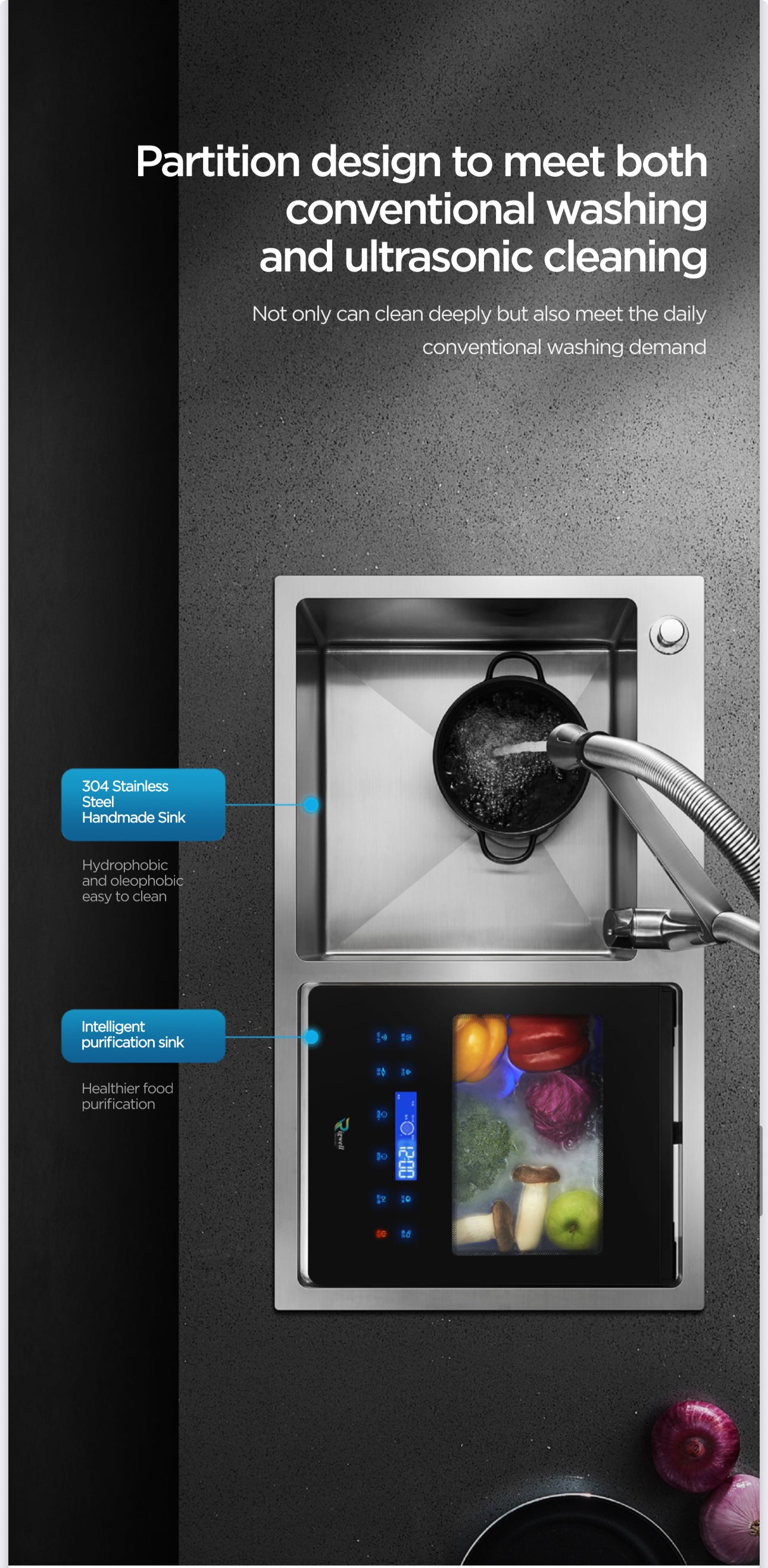 Intelligent Purification Kitchen Sink with Lid