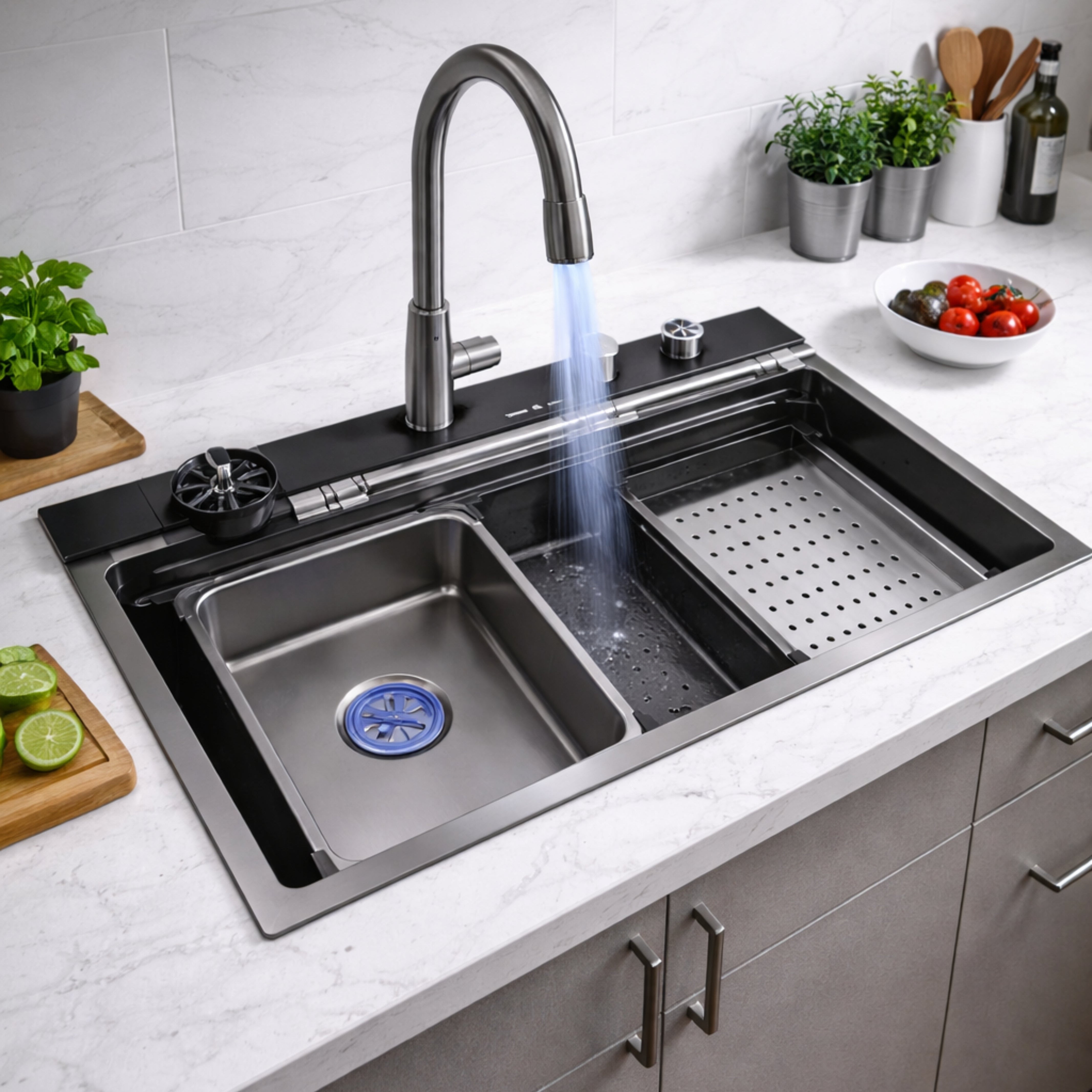All in one Waterfall Sink- 7 key Piano Sink