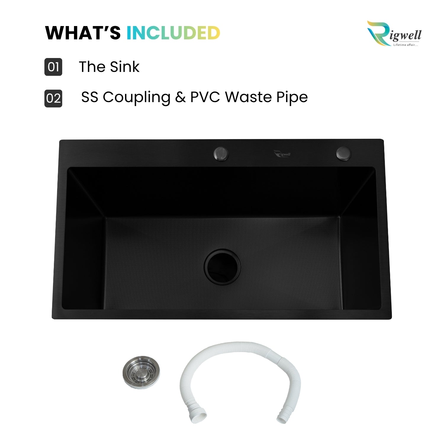 Premium Black Single Bowl with Tap Hole