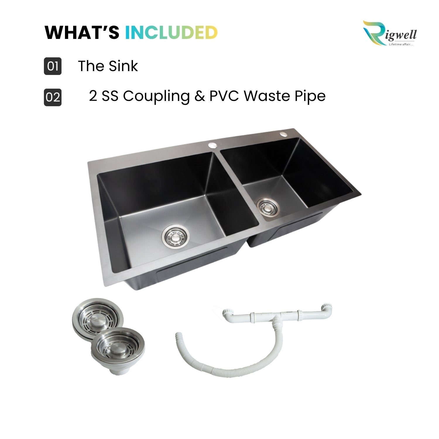 Premium Black Double Bowl With Tap Hole Sinks