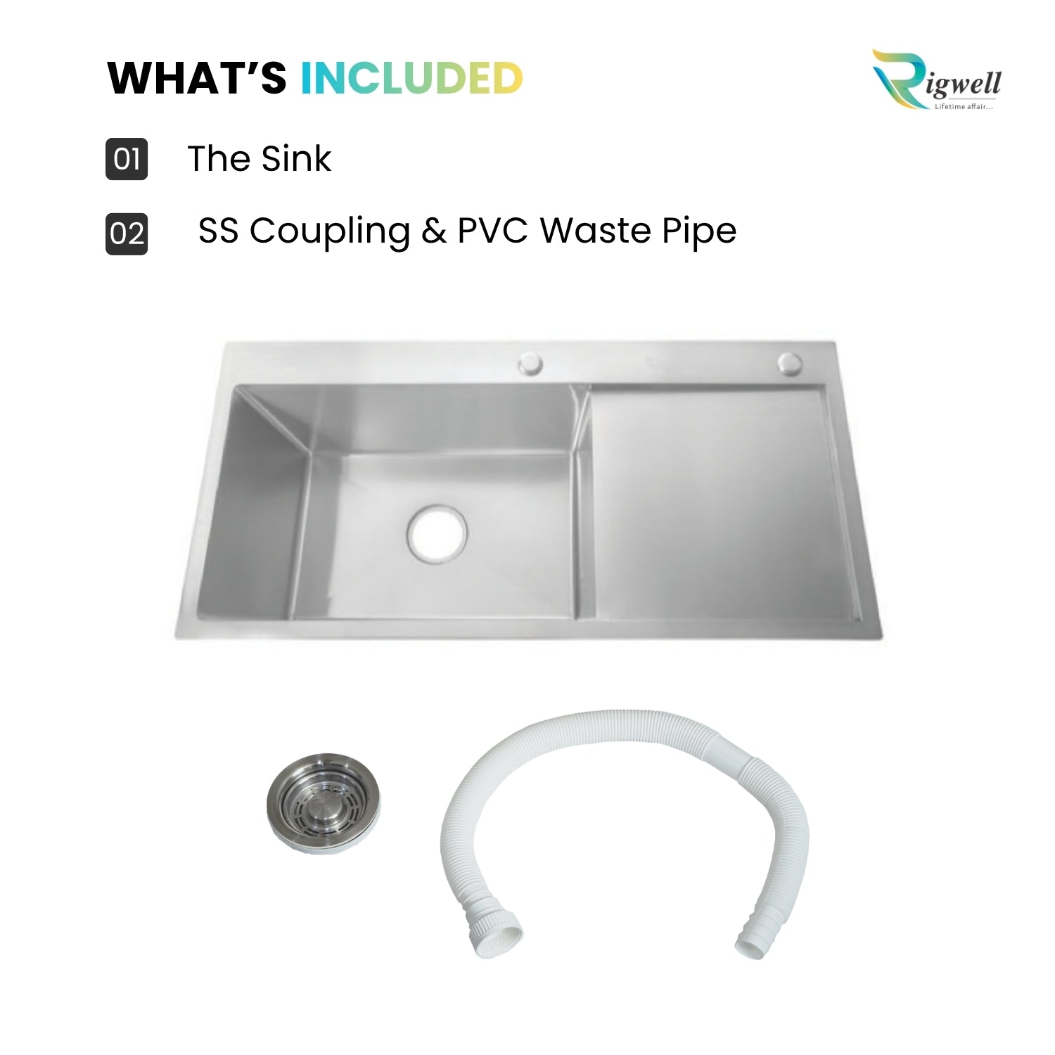 Single Bowl With Drain Board With Tap Hole 37" * 18" * 10"
